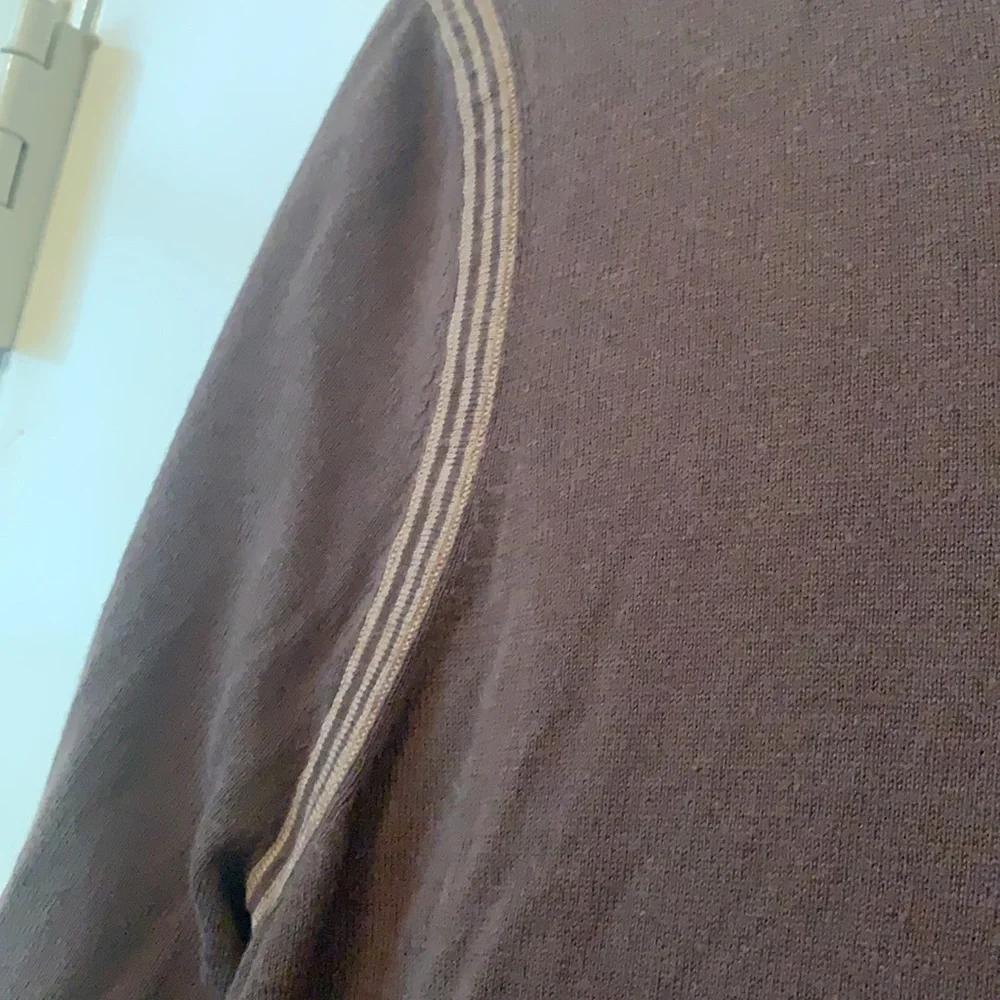 Kenneth Cole Brown V-Neck Sweater with Long Sleeves and Smooth Knit